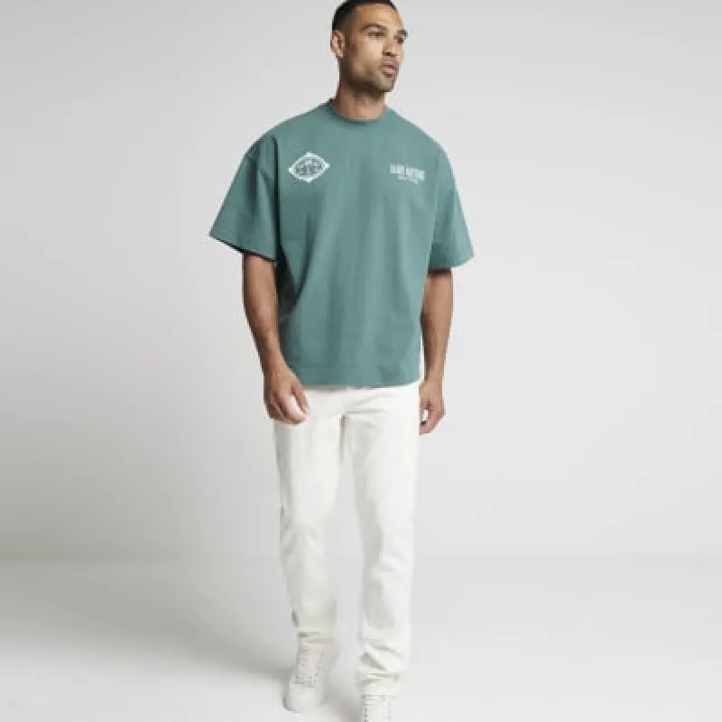 Green oversized fit graphic print t-shirt sold by River Island