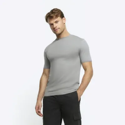 Grey muscle fit t-shirt sold by River Island