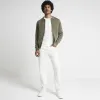Khaki regular fit knitted zip up shirt sold by River Island
