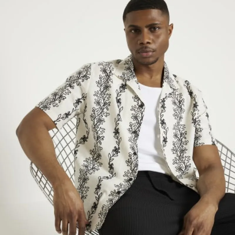 Beige floral short sleeve shirt sold by River Island