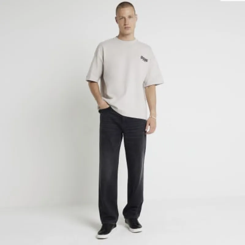 Stone oversized fit graphic print t-shirt sold by River Island