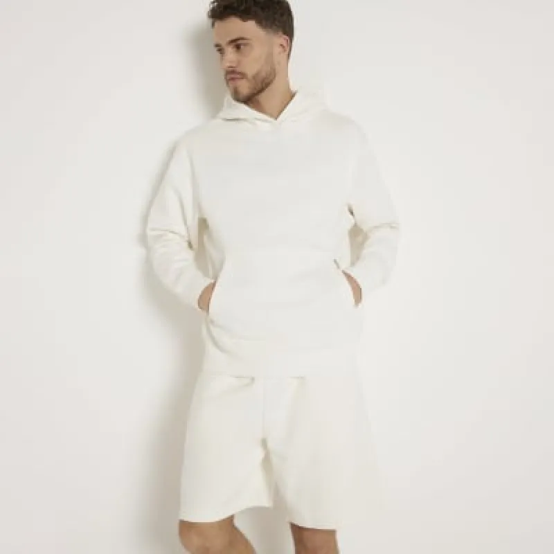 Beige Regular Fit Loopback Hoodie sold by River Island