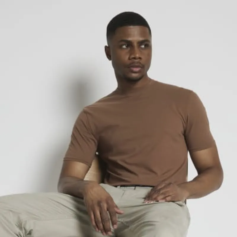 Brown RI studio muscle fit t-shirt sold by River Island