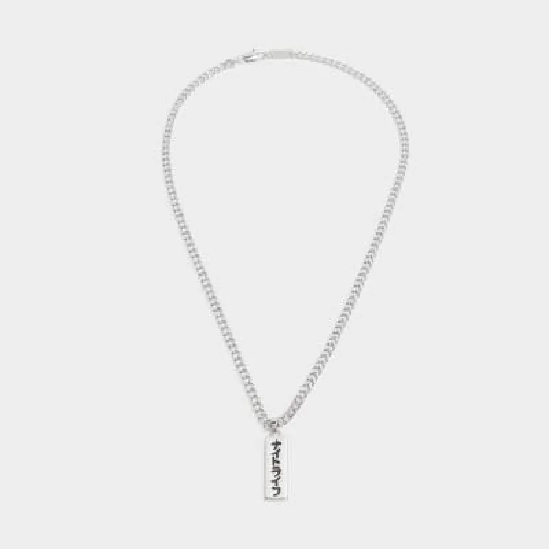 Silver Colour Japanese Tag Necklace sold by River Island