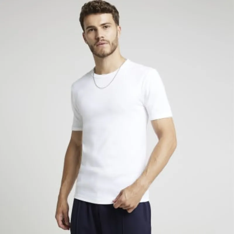 White muscle fit ribbed t-shirt sold by River Island