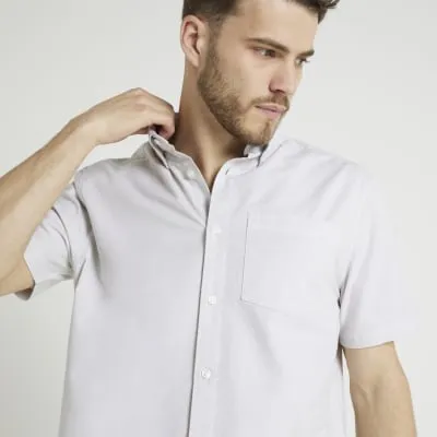 Grey regular fit laundered shirt sold by River Island