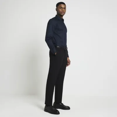 Navy slim fit premium smart shirt sold by River Island