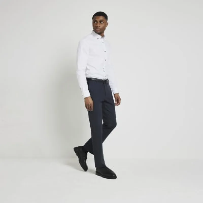 White muscle fit textured smart shirt sold by River Island