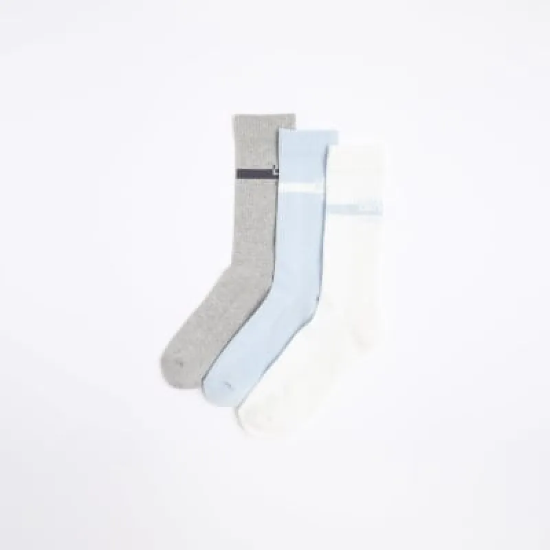3PK blue graphic print tube socks sold by River Island