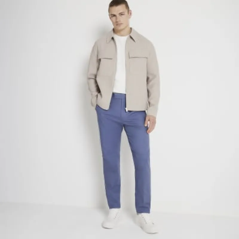 Blue slim fit smart chino trousers sold by River Island