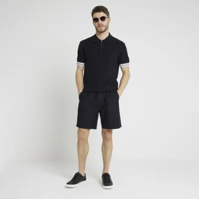 Black regular fit pull on casual shorts sold by River Island