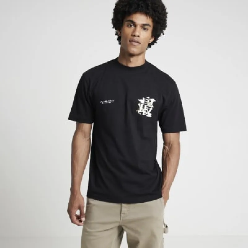 Black Regular Fit Graphic Print T-shirt sold by River Island