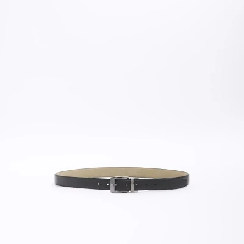 Black Pebble Reversible Textured Belt sold by River Island