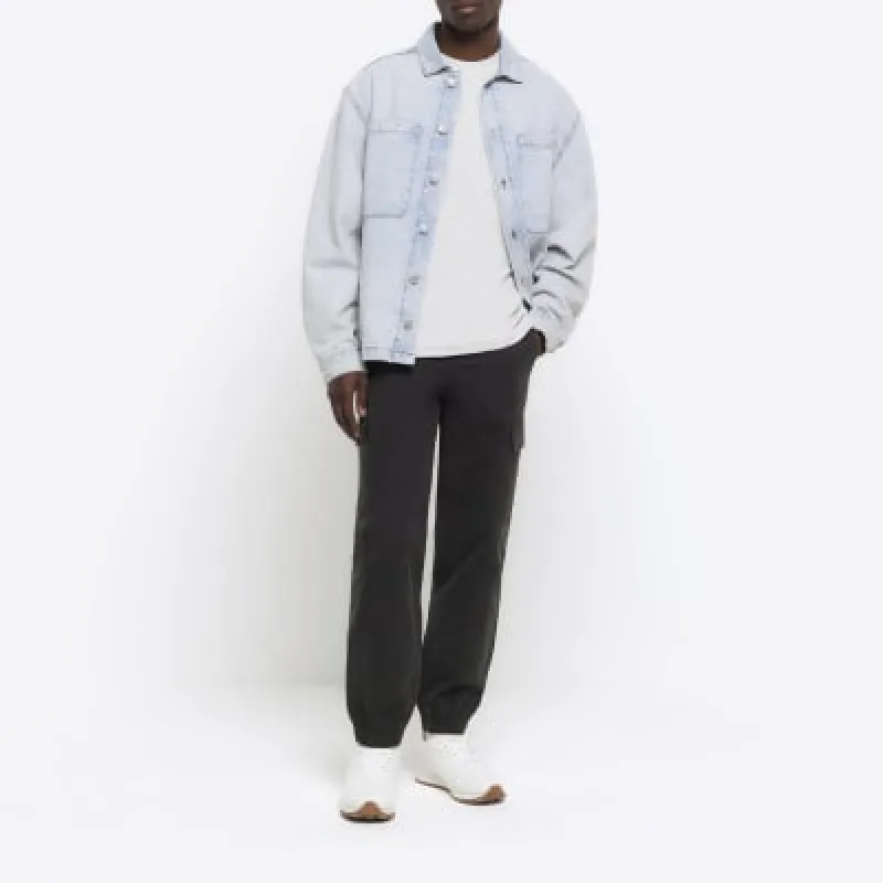 Green regular fit seam cargo trousers sold by River Island