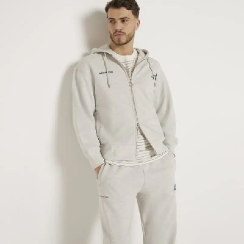 Grey oversized fit aperton hoodie sold by River Island