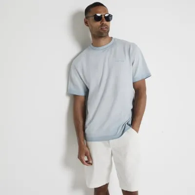 Washed blue regular contrast stitch t-shirt sold by River Island