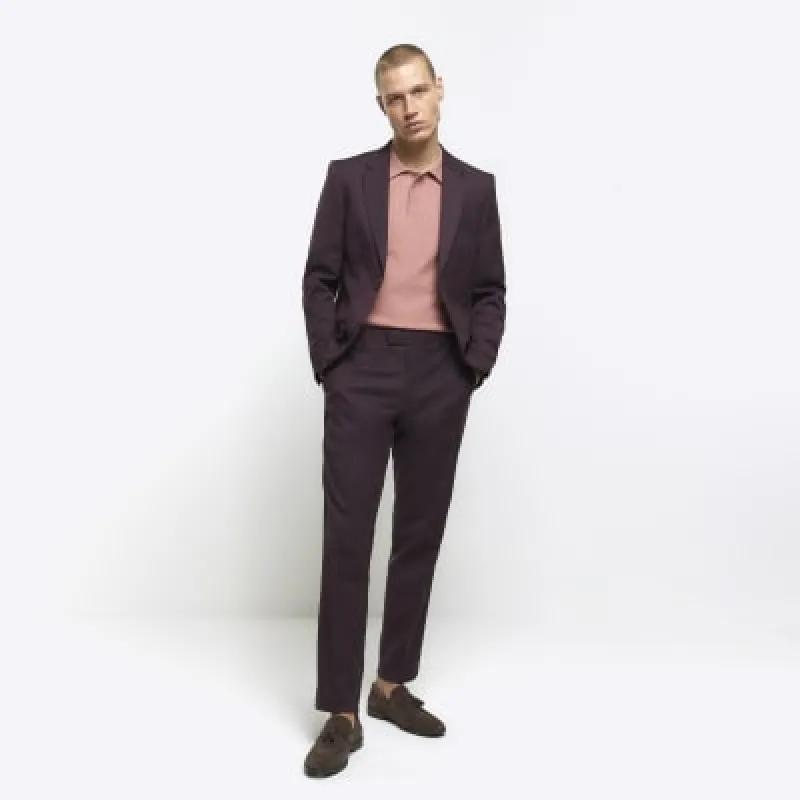 Red slim fit suit trousers sold by River Island