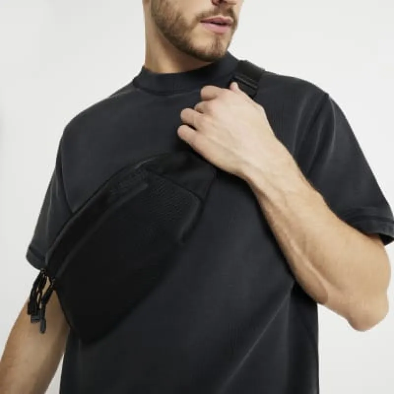 Black Double Zip Bum Bag sold by River Island