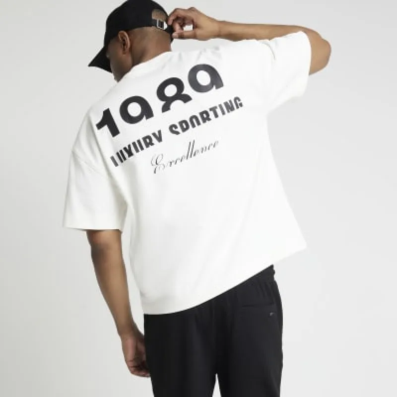 Ecru oversized fit graphic print 1989 t-shirt sold by River Island