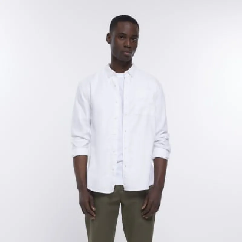 White regular fit twill lyocell shirt sold by River Island