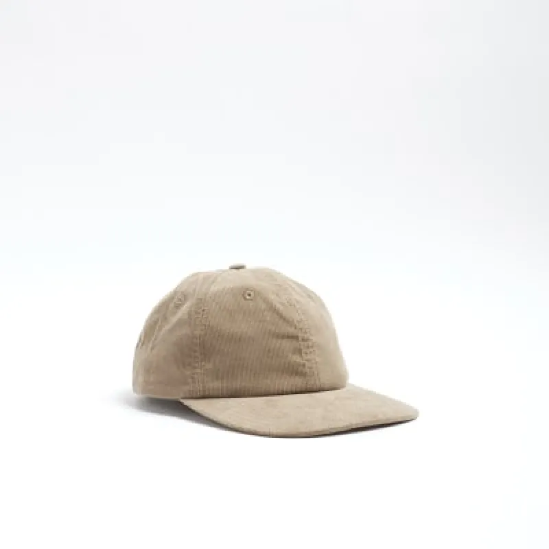 Stone corduroy flat peak cap sold by River Island