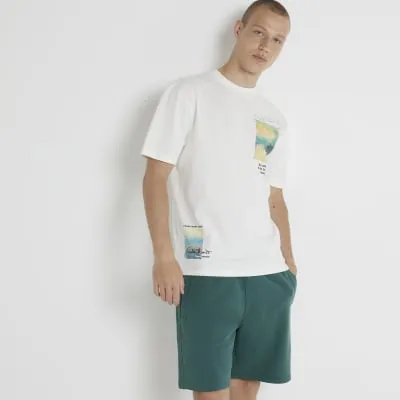 Beige regular fit Monet graphic t-shirt sold by River Island