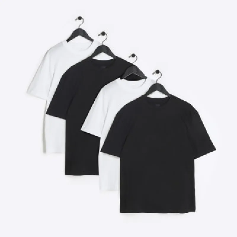 4PK white regular fit plain t-shirt sold by River Island