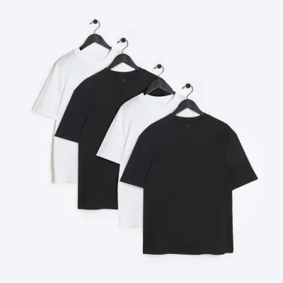 4PK white regular fit plain t-shirt sold by River Island