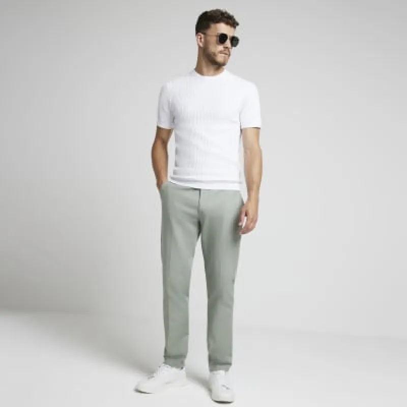 White muscle fit brick knit t-shirt sold by River Island