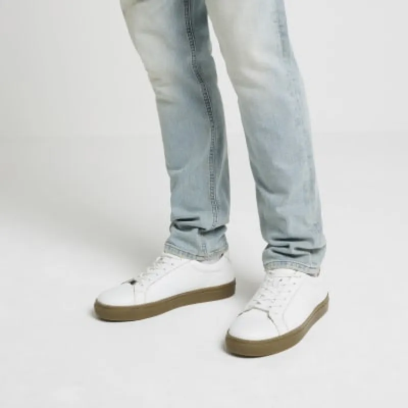 White leather lace up trainers sold by River Island
