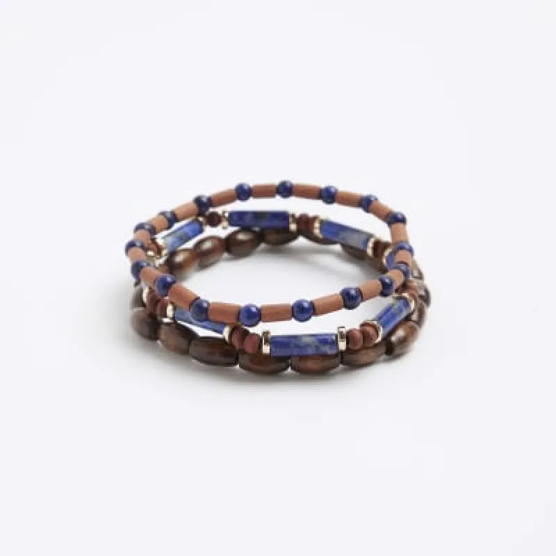 3PK blue beaded bracelets sold by River Island