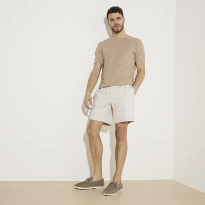 Grey suede woven chain loafers sold by River Island