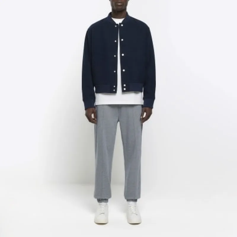 Grey slim fit smart herringbone joggers sold by River Island