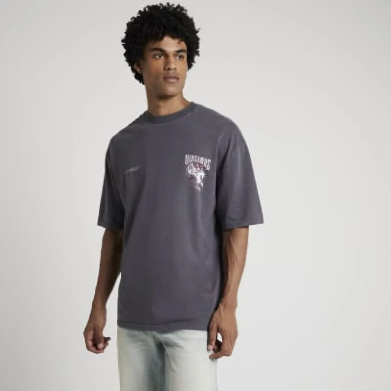 Black oversized fit graphic t-shirt sold by River Island