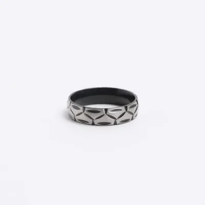 Silver colour stainless steel texture ring sold by River Island