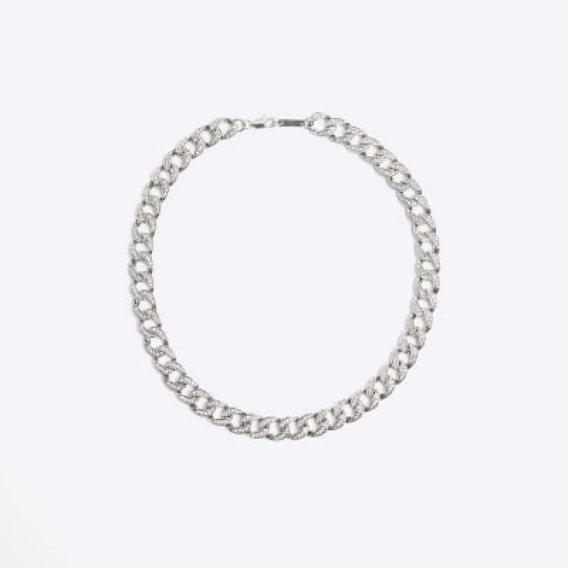 Silver colour diamante chain necklace sold by River Island