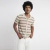 Stone slim fit knit stripe shirt sold by River Island