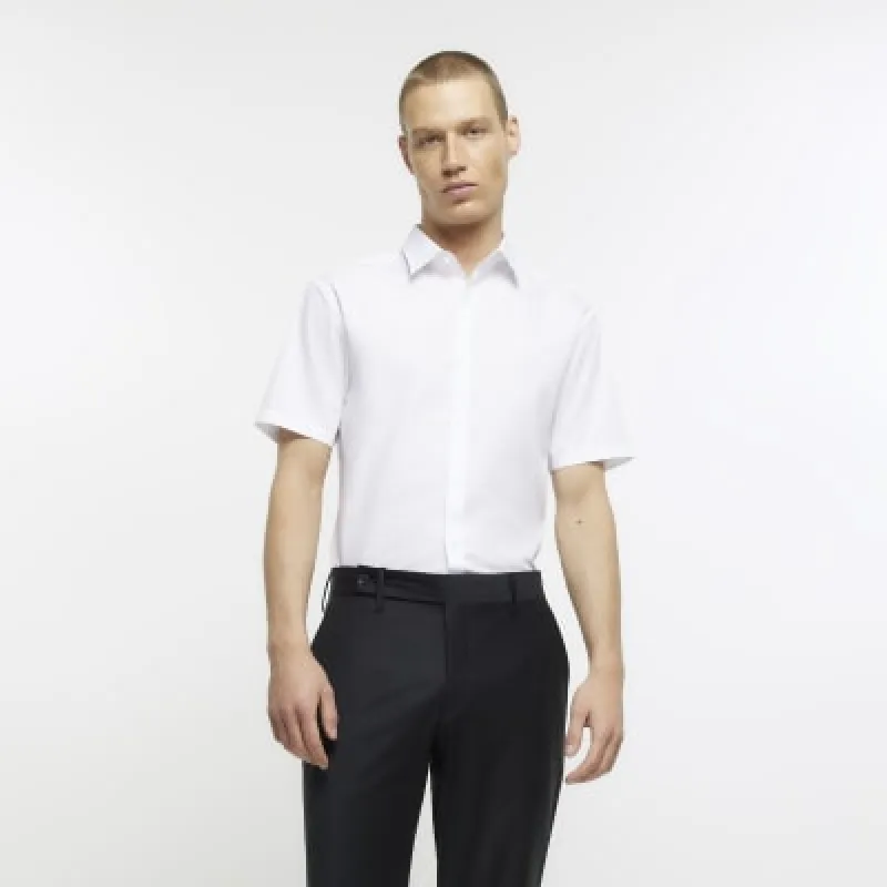 White slim fit short sleeve shirt sold by River Island