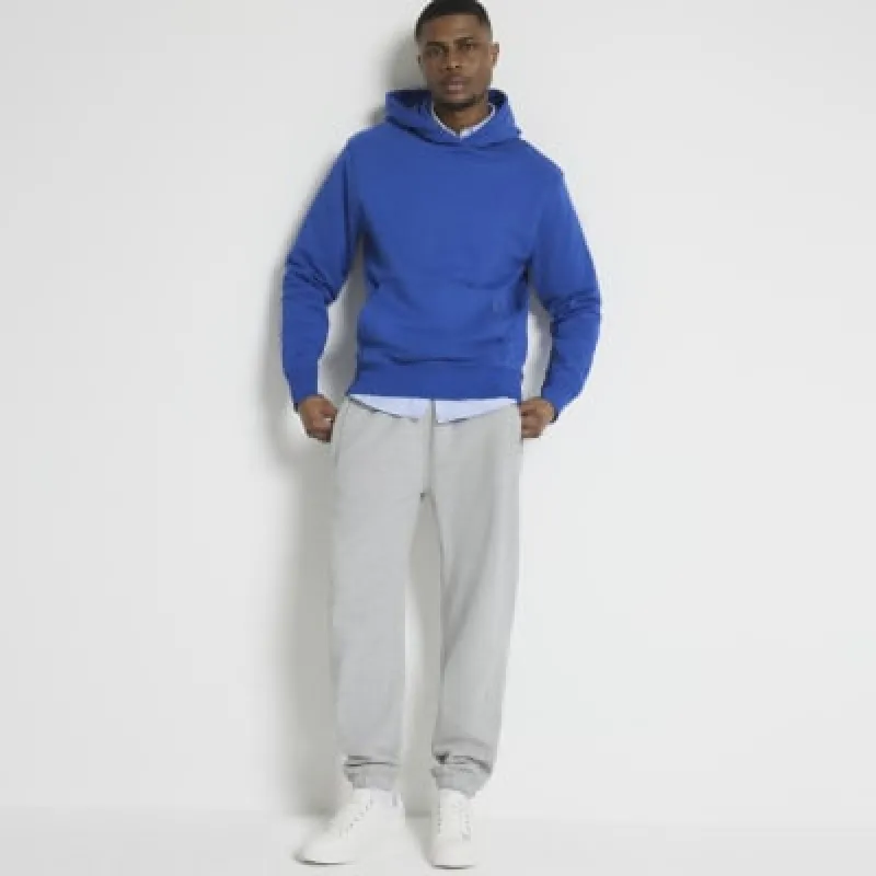 Blue regular fit loopback hoodie sold by River Island