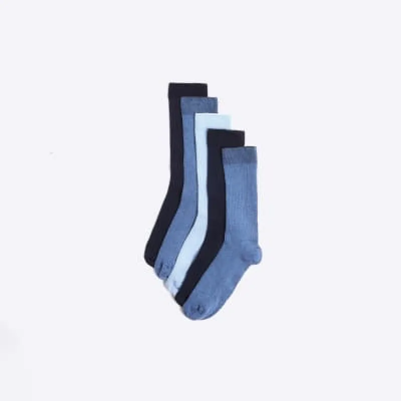 5PK blue ribbed ankle socks sold by River Island