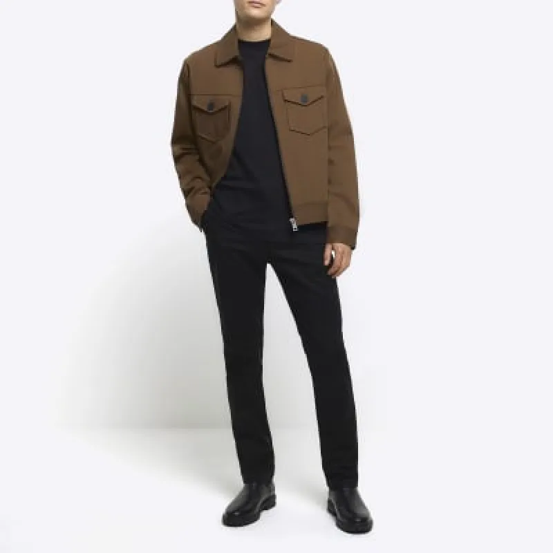 Black slim fit smart chino trousers sold by River Island