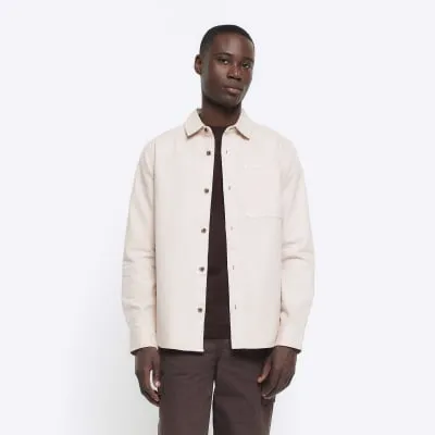 Pink regular fit chest pocket shirt sold by River Island