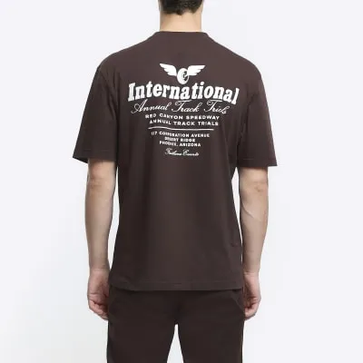 Brown regular fit graphic t-shirt sold by River Island