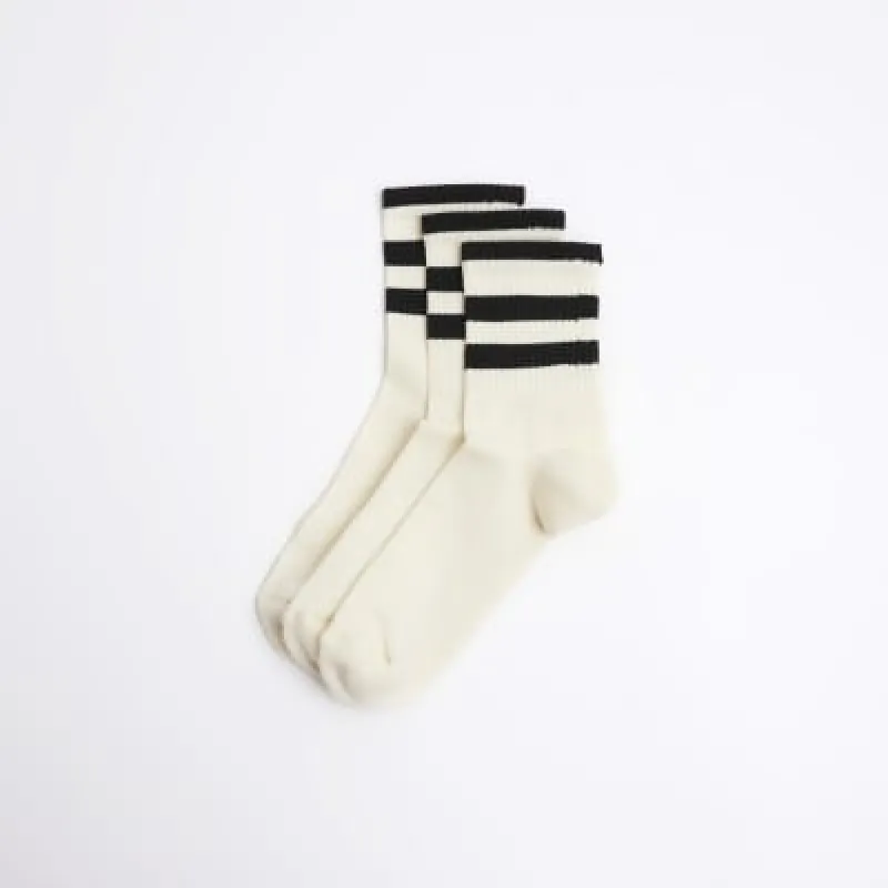 3PK ecru stripe midi tube socks sold by River Island