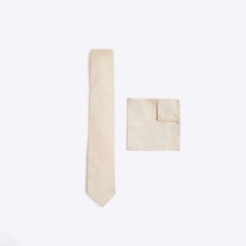 Pink floral tie and handkercheif set sold by River Island