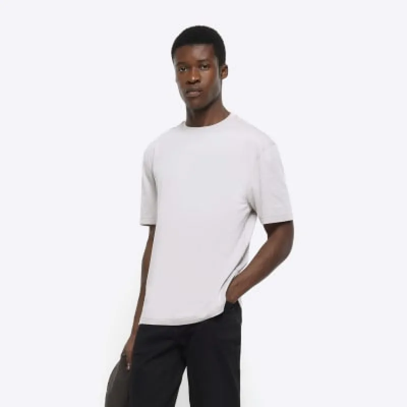 Light grey regular fit t-shirt sold by River Island