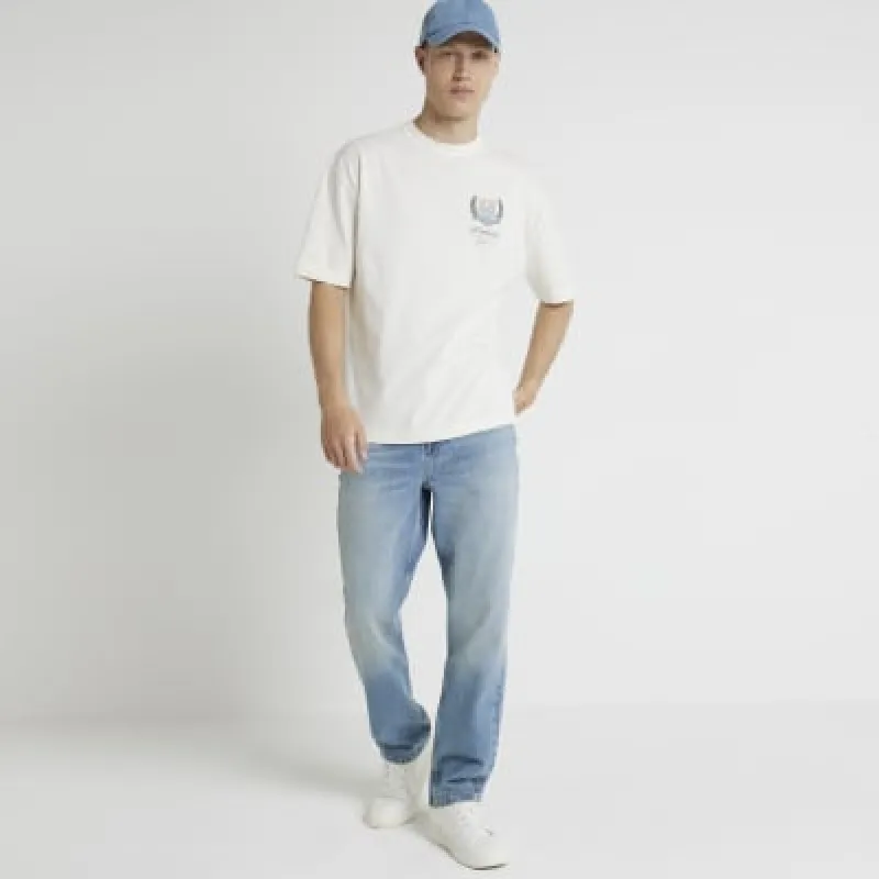 Beige oversized fit Morella graphic t-shirt sold by River Island