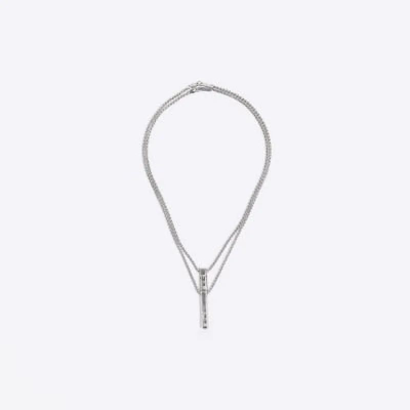 Silver colour bar multirow necklace made by River Island
