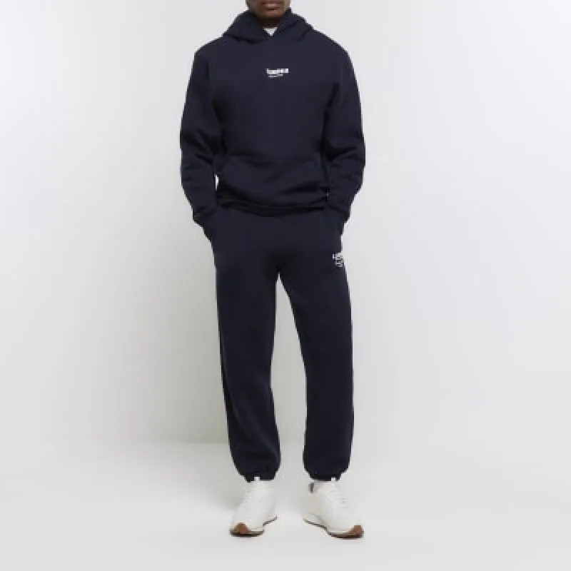 Navy Regular Fit Graphic tracksuit Joggers sold by River Island