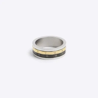 Metal multi steel numeral ring sold by River Island
